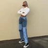 Trendy & Unique Retro '90s Patchwork Panel High Waist Straight Leg Jeans - Blue What's New 1 Trendy & Unique Retro '90s Patchwork Panel High Waist Straight Leg Jeans - Blue What's New