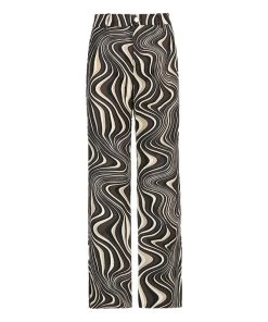 Trendy & Unique What's New Retro '90s Wave Printed High Waist Straight Leg Pants - Coffee