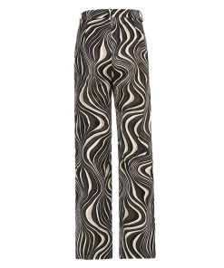 Trendy & Unique What's New Retro '90s Wave Printed High Waist Straight Leg Pants - Coffee