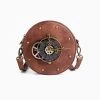 Trendy & Unique Time Fly Back Zip Top Clock Trim Round Crossbody Bag - Brown What's New 1 Trendy & Unique Time Fly Back Zip Top Clock Trim Round Crossbody Bag - Brown What's New
