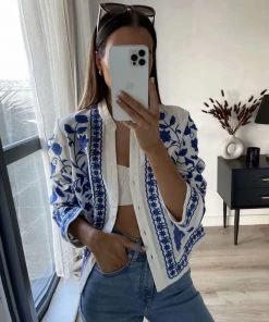 Trendy & Unique What's New Etro Floral Embroidered Long Sleeve Cotton-Blend Blouse - White