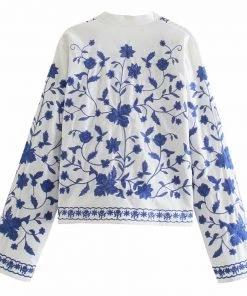 Trendy & Unique What's New Etro Floral Embroidered Long Sleeve Cotton-Blend Blouse - White