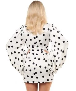 Trendy & Unique What's New Retro Polka Dot Deep V Neck Puff Sleeve Party Mini Dress - White 9 Trendy & Unique What's New Retro Polka Dot Deep V Neck Puff Sleeve Party Mini Dress - White