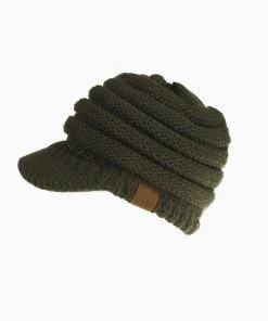 Trendy & Unique Cozy Me Up Ribbed Knit Ponytail Winter Newsboy Hat
