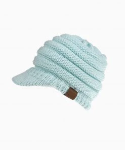 Trendy & Unique Cozy Me Up Ribbed Knit Ponytail Winter Newsboy Hat