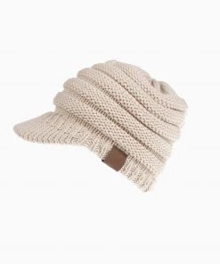 Trendy & Unique Cozy Me Up Ribbed Knit Ponytail Winter Newsboy Hat