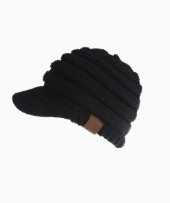 Trendy & Unique Cozy Me Up Ribbed Knit Ponytail Winter Newsboy Hat