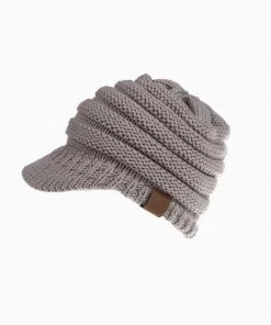 Trendy & Unique Cozy Me Up Ribbed Knit Ponytail Winter Newsboy Hat