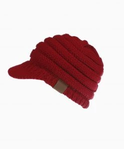 Trendy & Unique Cozy Me Up Ribbed Knit Ponytail Winter Newsboy Hat