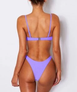 Trendy & Unique What's New Romantic Style Solid Color High Leg Underwire Bikini Set - Purple 9 Trendy & Unique What's New Romantic Style Solid Color High Leg Underwire Bikini Set - Purple