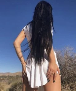 Trendy & Unique What's New Sexy Deep V Neck Sleeveless Ruched Skater Mini Dress - White