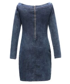 Trendy & Unique Sexy Off Shoulder Long Sleeve Bodycon Denim Mini Dress - Blue What's New 7 Trendy & Unique Sexy Off Shoulder Long Sleeve Bodycon Denim Mini Dress - Blue What's New