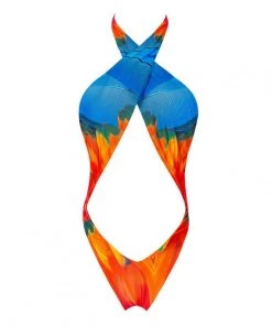 Trendy & Unique Sexy Printed High Leg Low Back Cutout One Piece Swimsuit - Blue 8 Trendy & Unique Sexy Printed High Leg Low Back Cutout One Piece Swimsuit - Blue