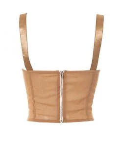 Trendy & Unique What's New Sexy Suspender Strap Bustier V Neck Mesh Crop Corset Top - Khaki 9 Trendy & Unique What's New Sexy Suspender Strap Bustier V Neck Mesh Crop Corset Top - Khaki