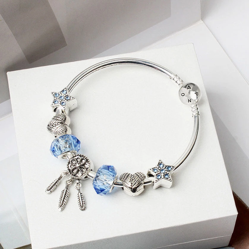 Trendy & Unique Boho Style Silver Plated Rhinestone Charm Bangle Bracelet - Silver 5 Trendy & Unique Boho Style Silver Plated Rhinestone Charm Bangle Bracelet - Silver
