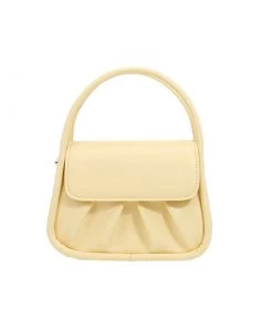 Trendy & Unique Simple Flap Front Twin Shoulder Strap Ruched Shoulder Bag - Yellow