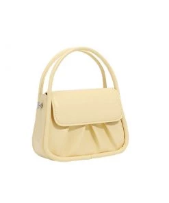 Trendy & Unique Simple Flap Front Twin Shoulder Strap Ruched Shoulder Bag - Yellow