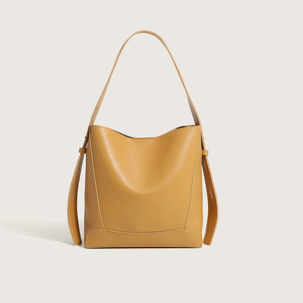 Trendy & Unique Simple Solid Color Buckled Chunky Strap Bucket Bag - Yellow What's New 3 Trendy & Unique Simple Solid Color Buckled Chunky Strap Bucket Bag - Yellow What's New