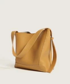 Trendy & Unique Simple Solid Color Buckled Chunky Strap Bucket Bag - Yellow What's New