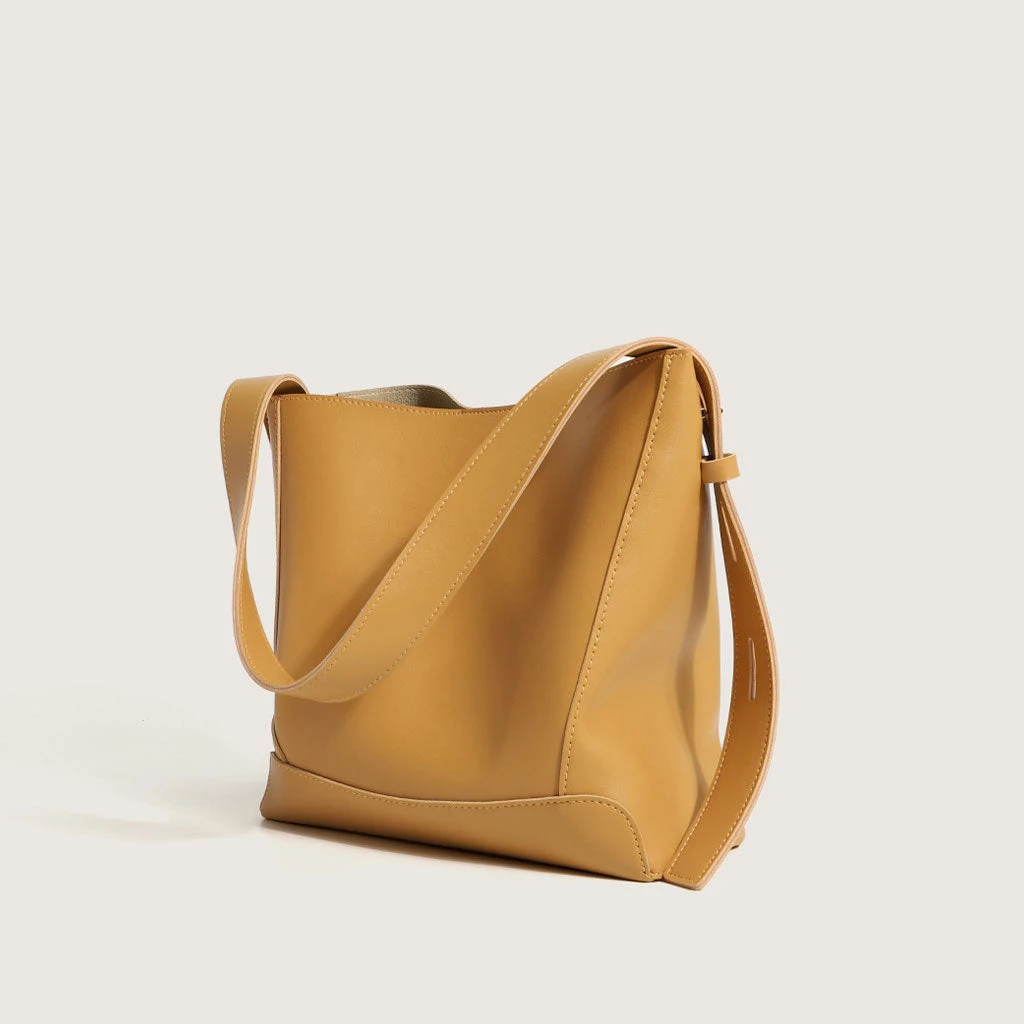 Trendy & Unique Simple Solid Color Buckled Chunky Strap Bucket Bag - Yellow What's New 4 Trendy & Unique Simple Solid Color Buckled Chunky Strap Bucket Bag - Yellow What's New