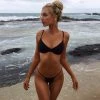 Trendy & Unique What's New Simple Solid Color Suspender Strap Bralette Bikini Set - Black