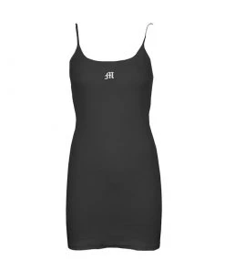 Trendy & Unique Simple Style Letter Embroidered Scoop Neck Cami Mini Dress - Black What's New