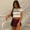 Trendy & Unique What's New Simple Style Letter Printed Short Sleeve Crop T-Shirt - White