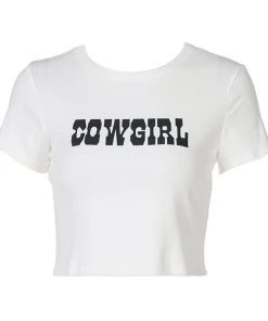 Trendy & Unique What's New Simple Style Letter Printed Short Sleeve Crop T-Shirt - White 8 Trendy & Unique What's New Simple Style Letter Printed Short Sleeve Crop T-Shirt - White