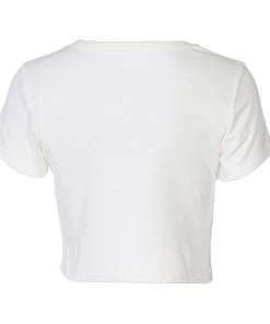 Trendy & Unique What's New Simple Style Letter Printed Short Sleeve Crop T-Shirt - White 9 Trendy & Unique What's New Simple Style Letter Printed Short Sleeve Crop T-Shirt - White