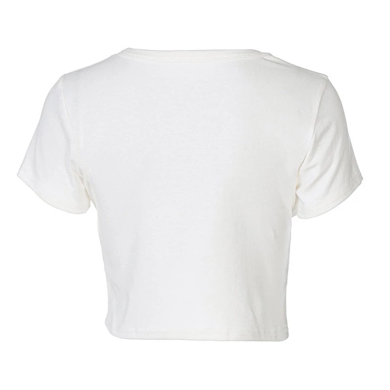 Trendy & Unique What's New Simple Style Letter Printed Short Sleeve Crop T-Shirt - White 6 Trendy & Unique What's New Simple Style Letter Printed Short Sleeve Crop T-Shirt - White