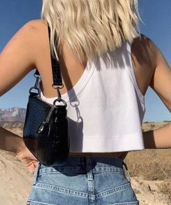 Trendy & Unique What's New Simple Style Solid Color Round Neck Crop Tank Top - White