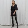 Trendy & Unique What's New Simple Style V Neck Puff Sleeve Little Black Mini Dress - Black 2 Trendy & Unique What's New Simple Style V Neck Puff Sleeve Little Black Mini Dress - Black