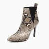 Trendy & Unique Shoes Wild Style Snake Effect Pointed Toe High Heeled Ankle Boots - Coffee 1 Trendy & Unique Shoes Wild Style Snake Effect Pointed Toe High Heeled Ankle Boots - Coffee