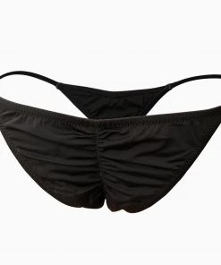 Trendy & Unique Brazilian Solid Color String Scrunch Cheecky Bikini Bottom - Black 7 Trendy & Unique Brazilian Solid Color String Scrunch Cheecky Bikini Bottom - Black