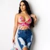 Trendy & Unique What's New Sparkly Butterfly Lace Up Backless Crop Sequin Top - Rose