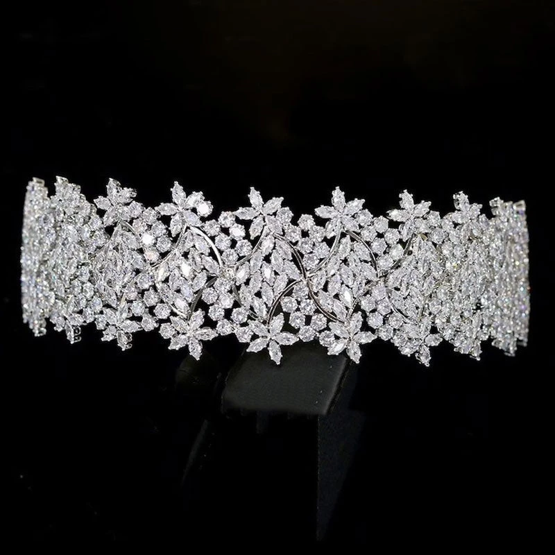 Trendy & Unique Sparkly Crystal Rhinestone Flower Embellished Headband - Silver What's New 5 Trendy & Unique Sparkly Crystal Rhinestone Flower Embellished Headband - Silver What's New