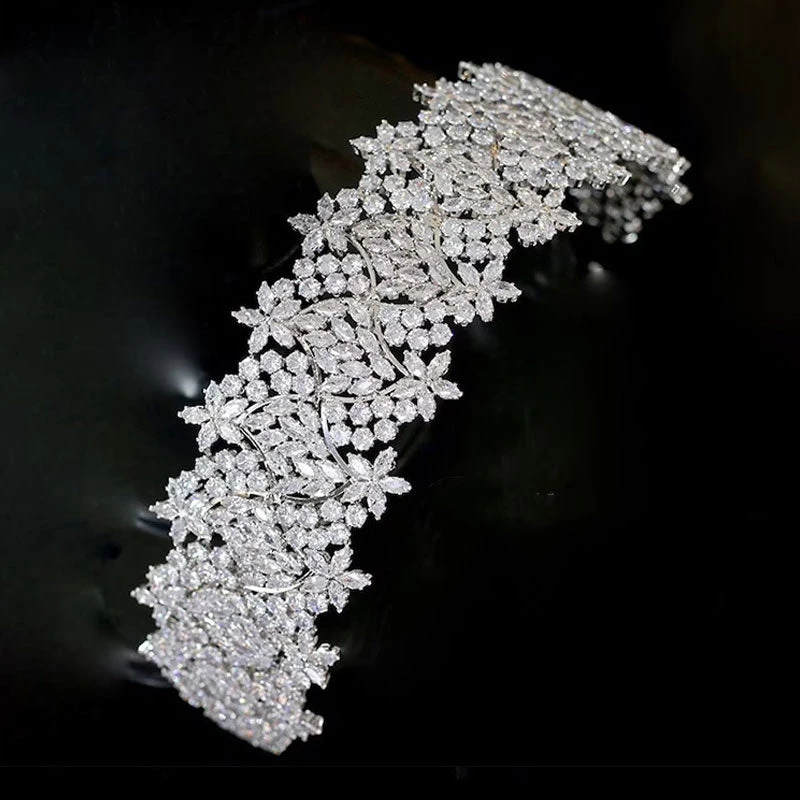 Trendy & Unique Sparkly Crystal Rhinestone Flower Embellished Headband - Silver What's New 6 Trendy & Unique Sparkly Crystal Rhinestone Flower Embellished Headband - Silver What's New