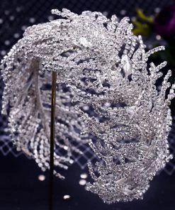 Trendy & Unique Sparkly Crystal Rhinestone Leaf Embellished Headband - Silver What's New