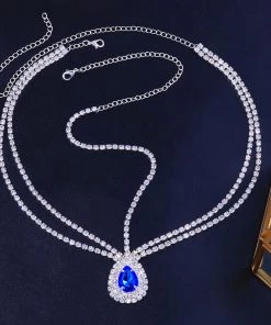 Trendy & Unique Sparkly Gem Teardrop Embellished Layered Head Chain - Silver