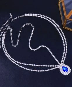 Trendy & Unique Sparkly Gem Teardrop Embellished Layered Head Chain - Silver 8 Trendy & Unique Sparkly Gem Teardrop Embellished Layered Head Chain - Silver