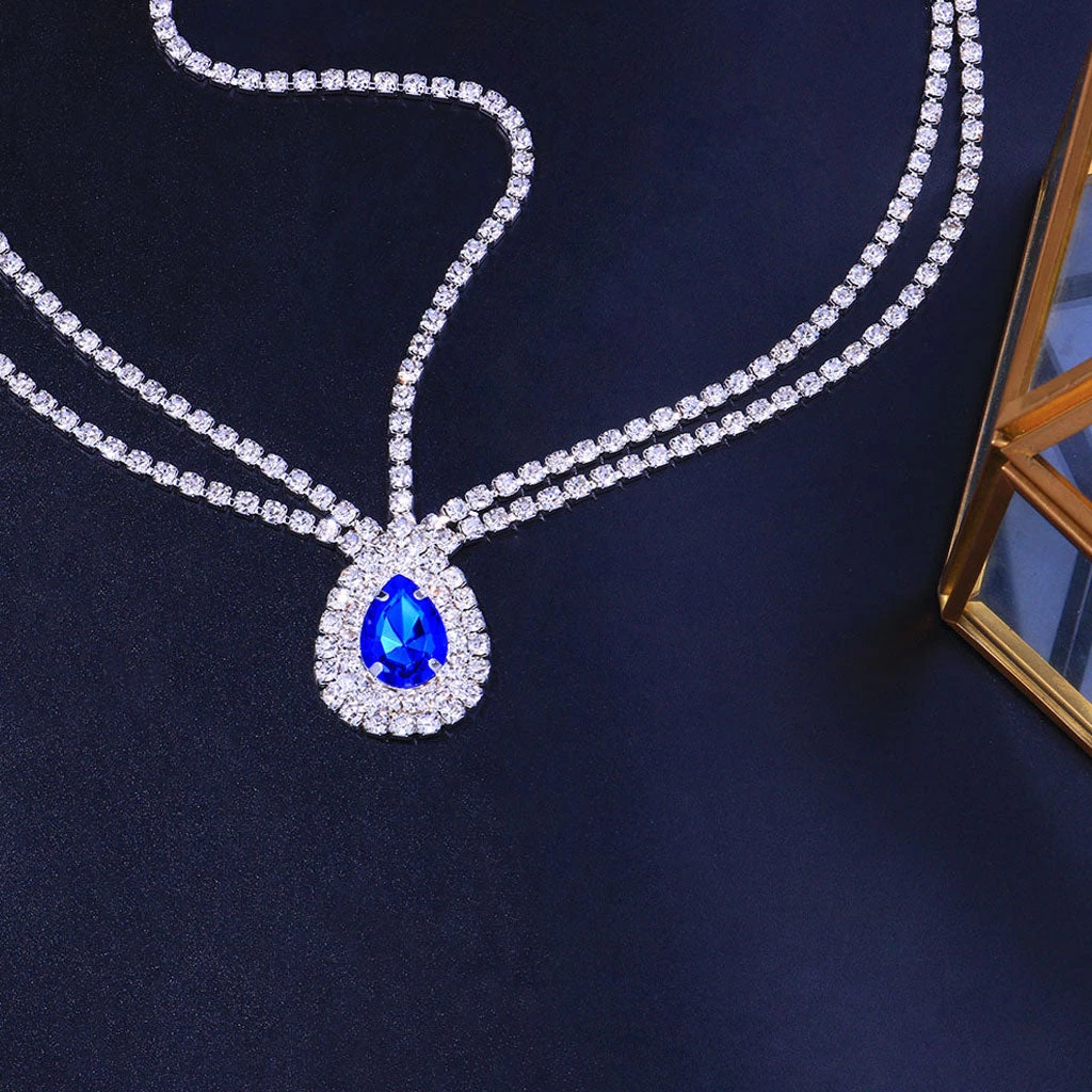 Trendy & Unique Sparkly Gem Teardrop Embellished Layered Head Chain - Silver 6 Trendy & Unique Sparkly Gem Teardrop Embellished Layered Head Chain - Silver