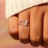 Trendy & Unique Sparkly Multi Rhinestone Studded Heart Eternity Ring - Silver Jewelry
