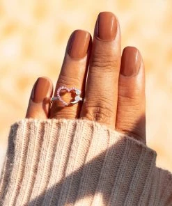 Trendy & Unique Sparkly Multi Rhinestone Studded Heart Eternity Ring - Silver Jewelry