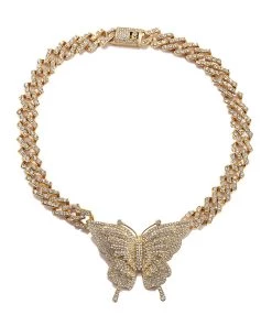Trendy & Unique Sparkly Rhinestone Embellished Butterfly Charm Statement Necklace - Gold Jewelry 7 Trendy & Unique Sparkly Rhinestone Embellished Butterfly Charm Statement Necklace - Gold Jewelry