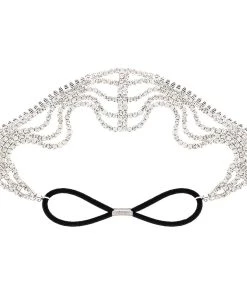 Trendy & Unique What's New Sparkly Rhinestone Embellished Layered Tassel Headband - Silver