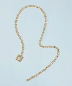 Trendy & Unique Jewelry Sparkly Rhinestone Lariat Pendant Statement Choker Necklace - Gold