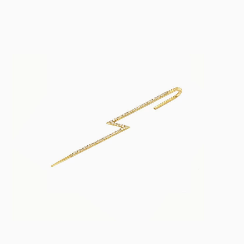 Trendy & Unique Sparkly Rhinestone Trimmed Lighting Bolt Ear Cuff Earring - White 4 Trendy & Unique Sparkly Rhinestone Trimmed Lighting Bolt Ear Cuff Earring - White