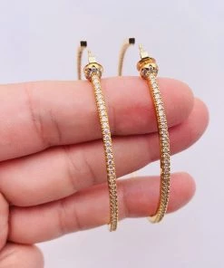 Trendy & Unique Jewelry Sparkly Rhinestone Studded Pleated Large Hoop Earrings - Gold 7 Trendy & Unique Jewelry Sparkly Rhinestone Studded Pleated Large Hoop Earrings - Gold