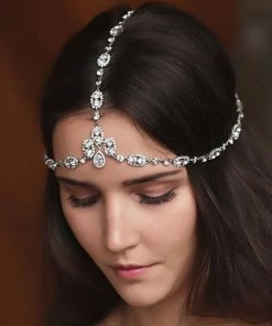 Trendy & Unique Sparkly Rhinestone Teardrop Embellished Layered Head Chain - Silver What's New