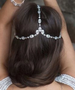 Trendy & Unique Sparkly Rhinestone Teardrop Embellished Layered Head Chain - Silver What's New